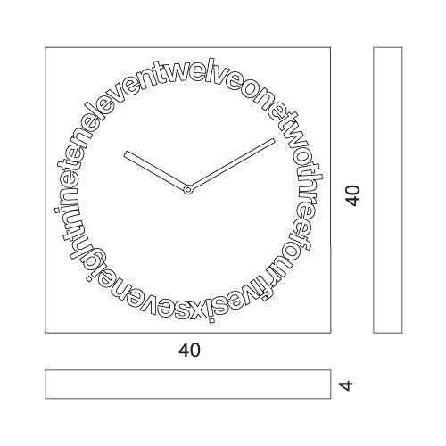 Progetti Wanduhr Dodici black (english writing)