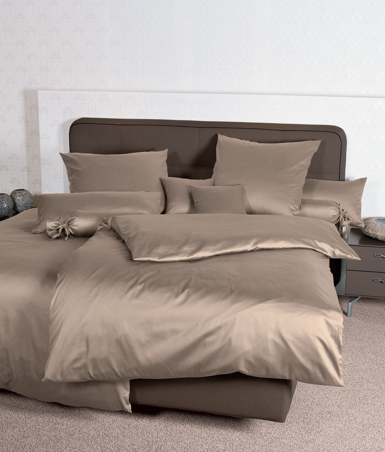 Janine Mako-Satin Bettwäsche Colors 240x220 taupe