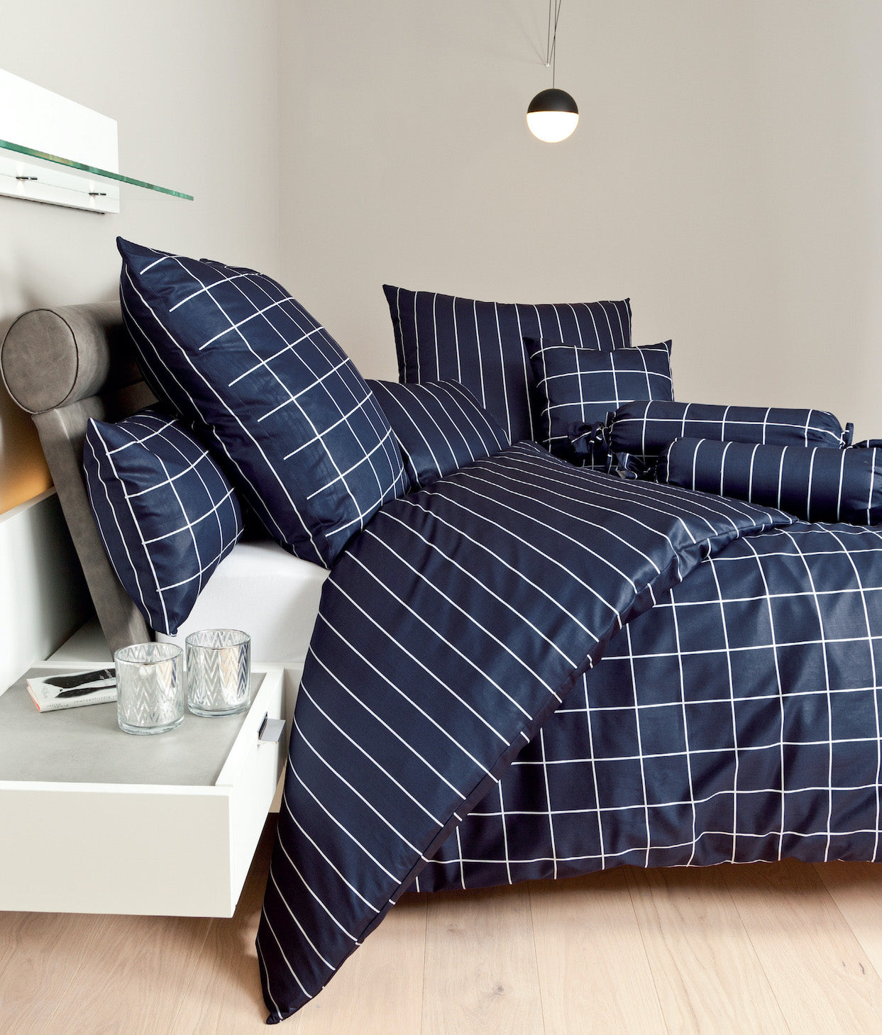Janine Mako-Satin Bettwäsche 39025 Modern Classic 135x200 nachtschattenblau
