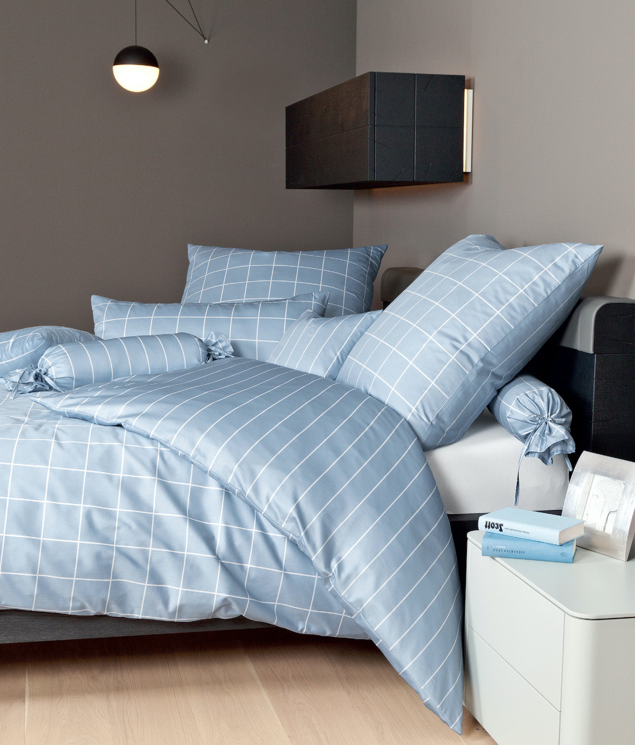 Janine Mako-Satin Bettwäsche 39025 Modern Classic 135x200 perlblau