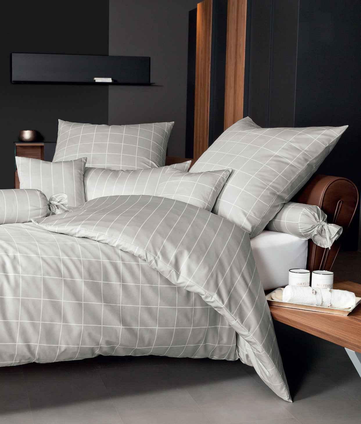 Janine Mako-Satin Bettwäsche 39025 Modern Classic 155x220 naturell