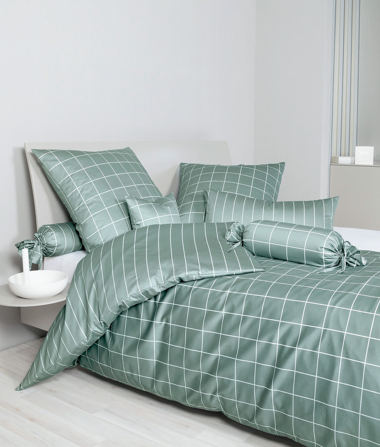 Janine Mako-Satin Bettwäsche 39025 Modern Classic 155x200 salbeigrün