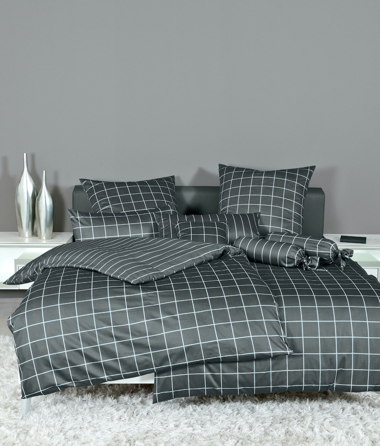 Janine Mako-Satin Bettwäsche 39025 Modern Classic 135x200 anthrazit