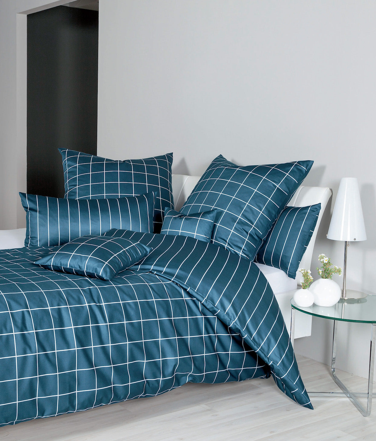 Janine Mako-Satin Bettwäsche 39025 Modern Classic 155x220 atlantik