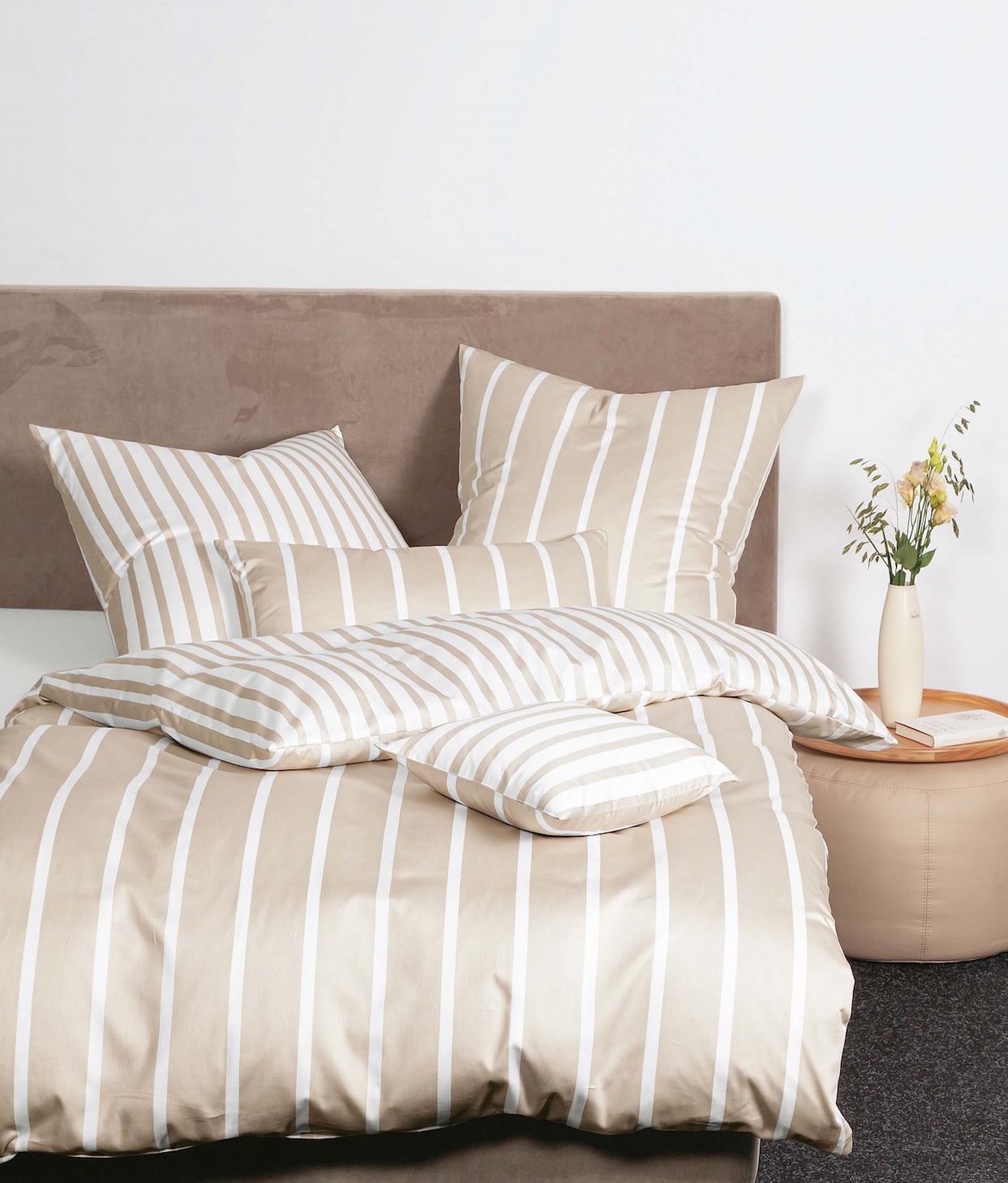 Janine Mako-Satin Bettwäsche 39028 Modern Classic 155x220 naturell