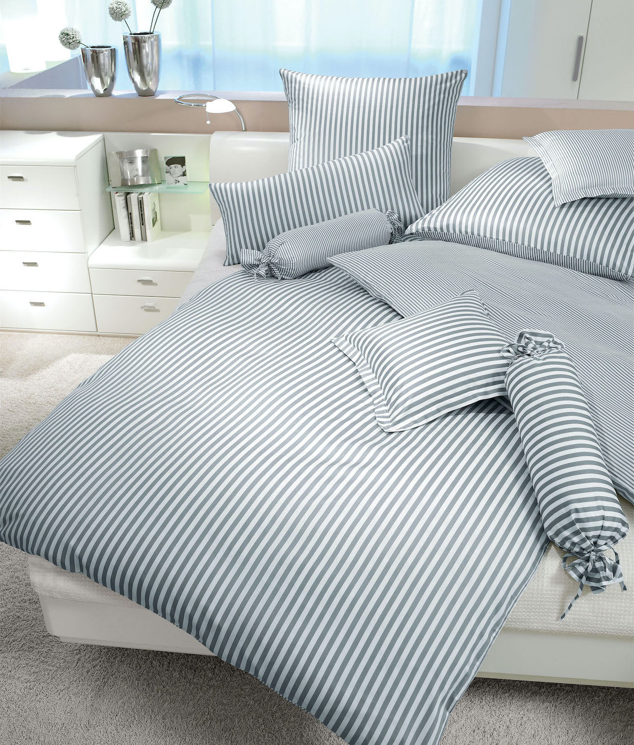 Janine Mako-Satin Bettwäsche 3912 Modern Classic 240x220 grau