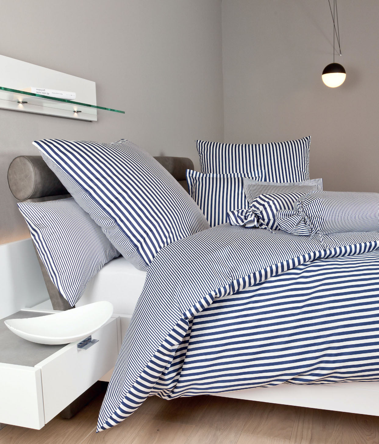 Janine Mako-Satin Bettwäsche 3912 Modern Classic 155x220 dunkelblau