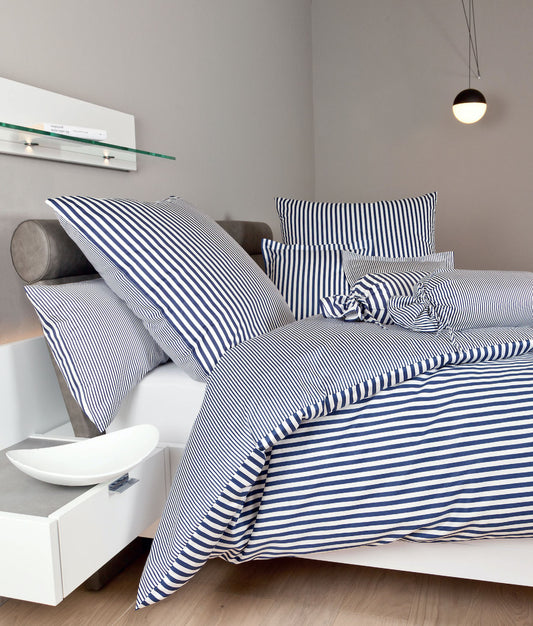 Janine Mako-Satin Bettwäsche 3912 Modern Classic 155x220 dunkelblau