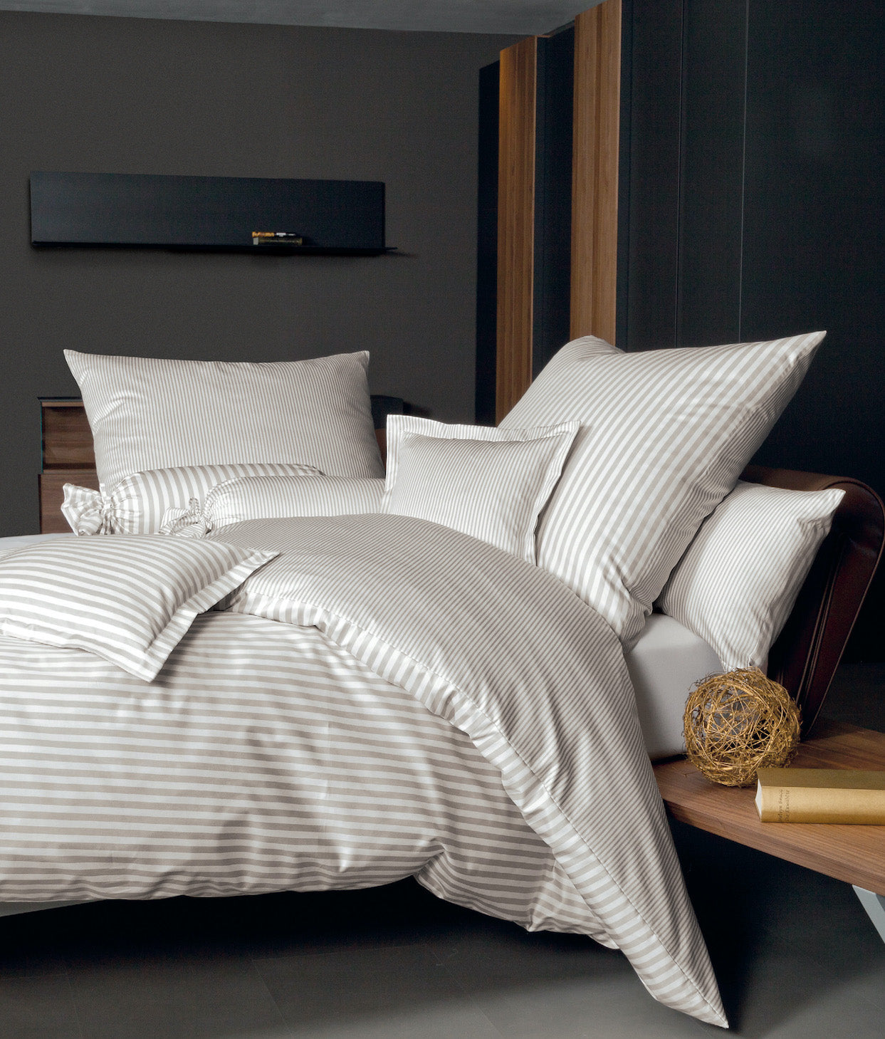 Janine Mako-Satin Bettwäsche 3912 Modern Classic 200x200 naturell