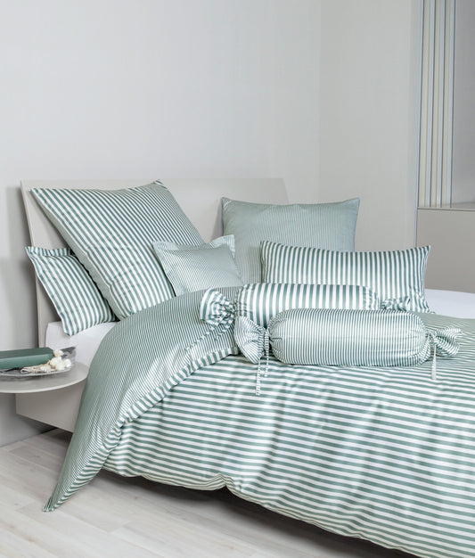 Janine Mako-Satin Bettwäsche 3912 Modern Classic 155x200 salbeigrün