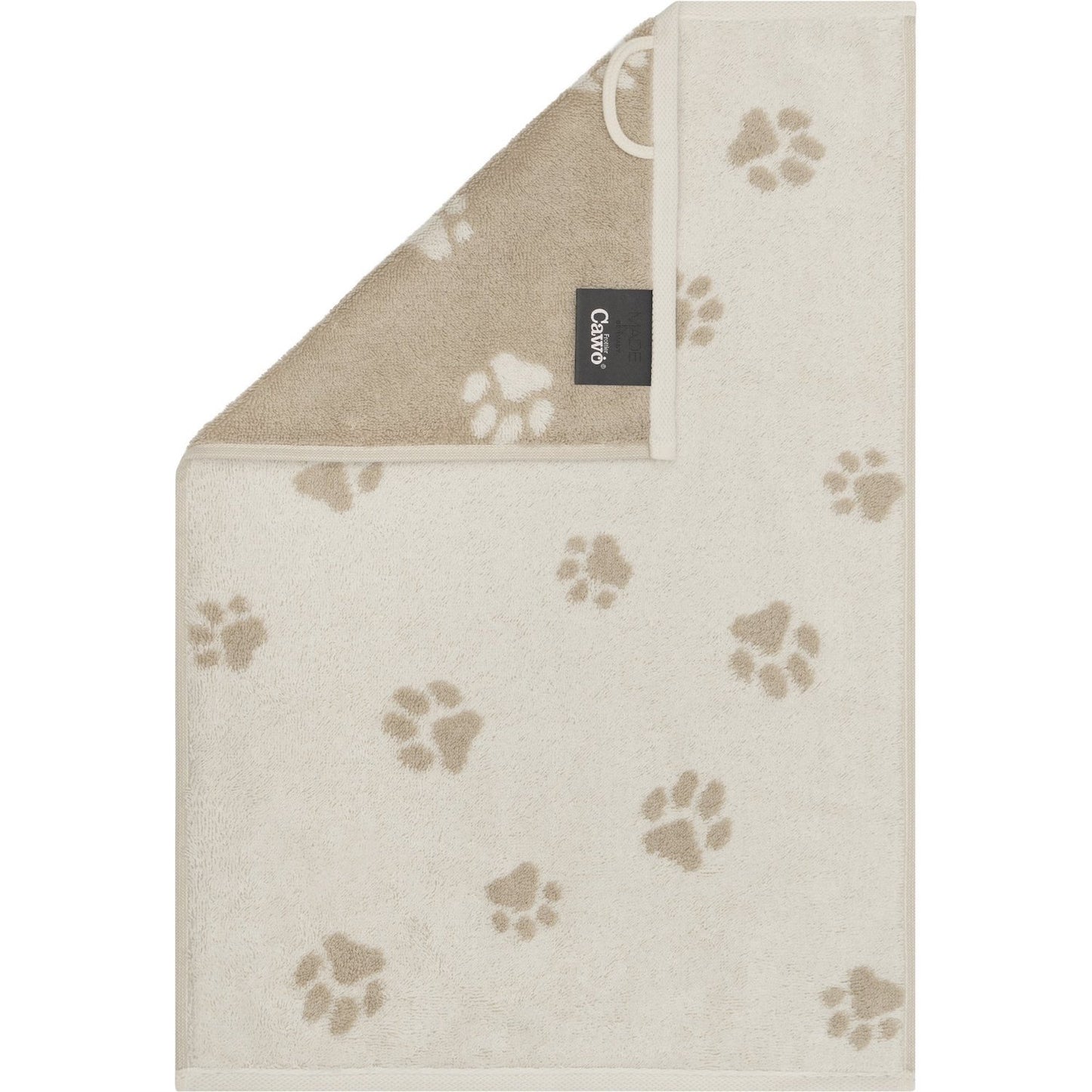 Cawö Gästetuch We love Dogs Paws 6247 natur-beige