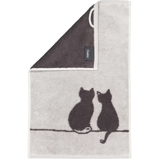 Cawö Gästetuch Cute Cats You & Me 6263 platin-basalt