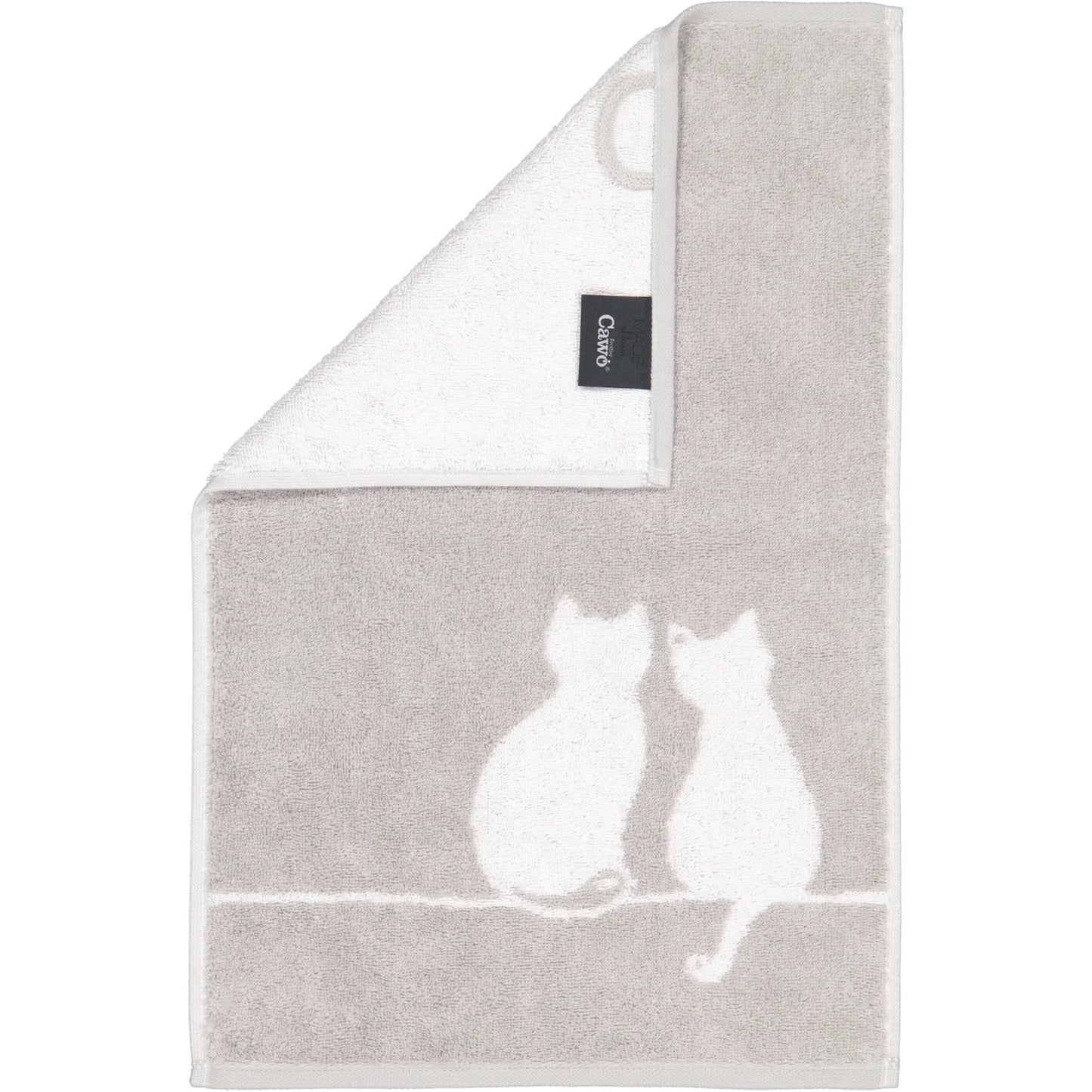Cawö Gästetuch Cute Cats You & Me 6263 platin-weiss
