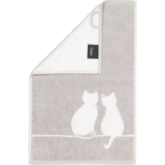Cawö Gästetuch Cute Cats You & Me 6263 platin-weiss