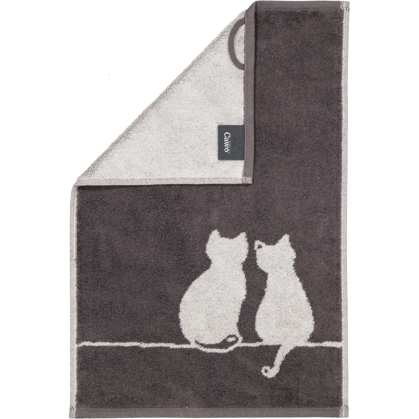 Cawö Gästetuch Cute Cats You & Me 6263 basalt-platin