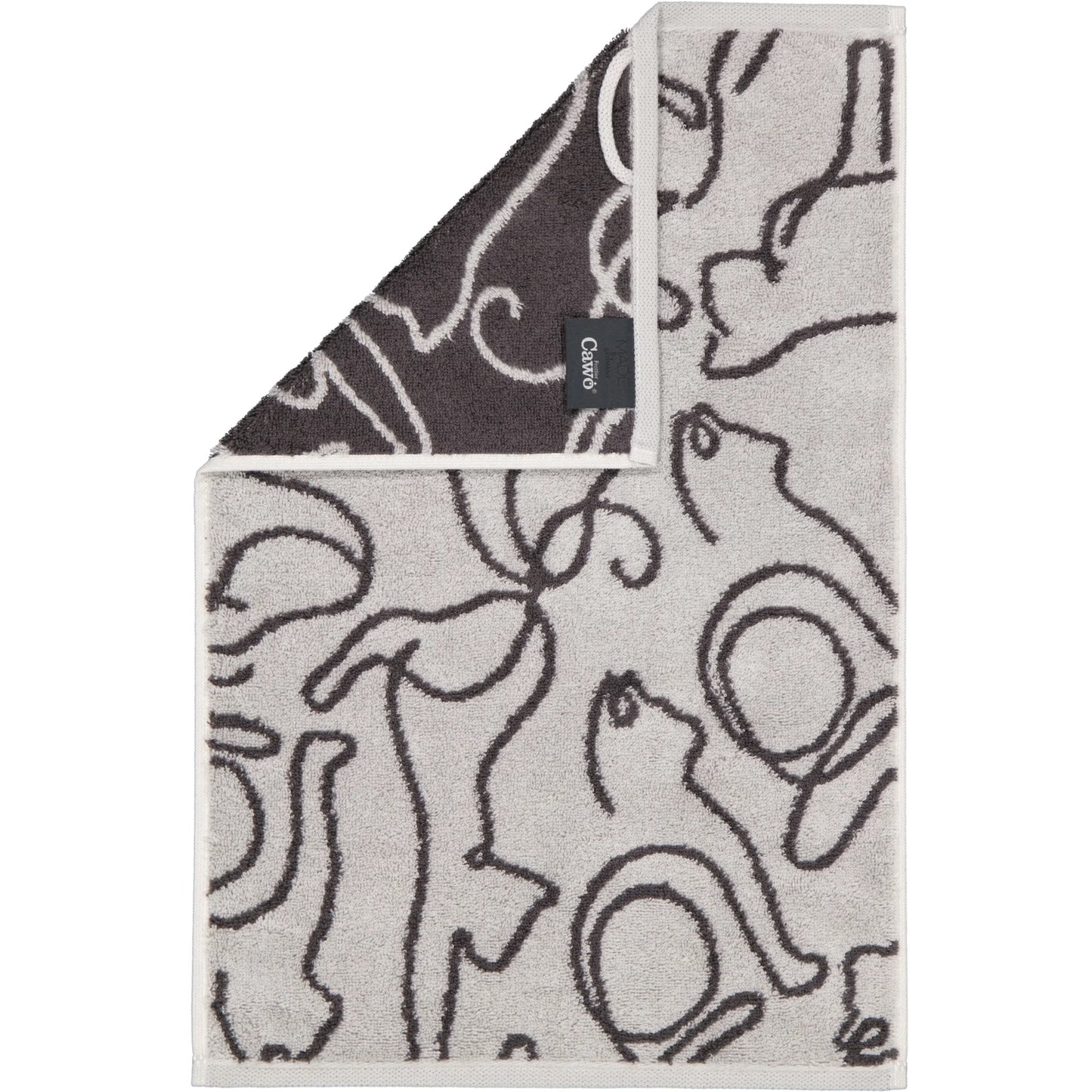 Cawö Gästetuch Cute Cats 6264 platin-basalt