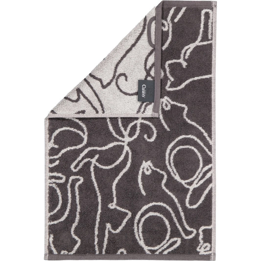 Cawö Gästetuch Cute Cats 6264 basalt-platin