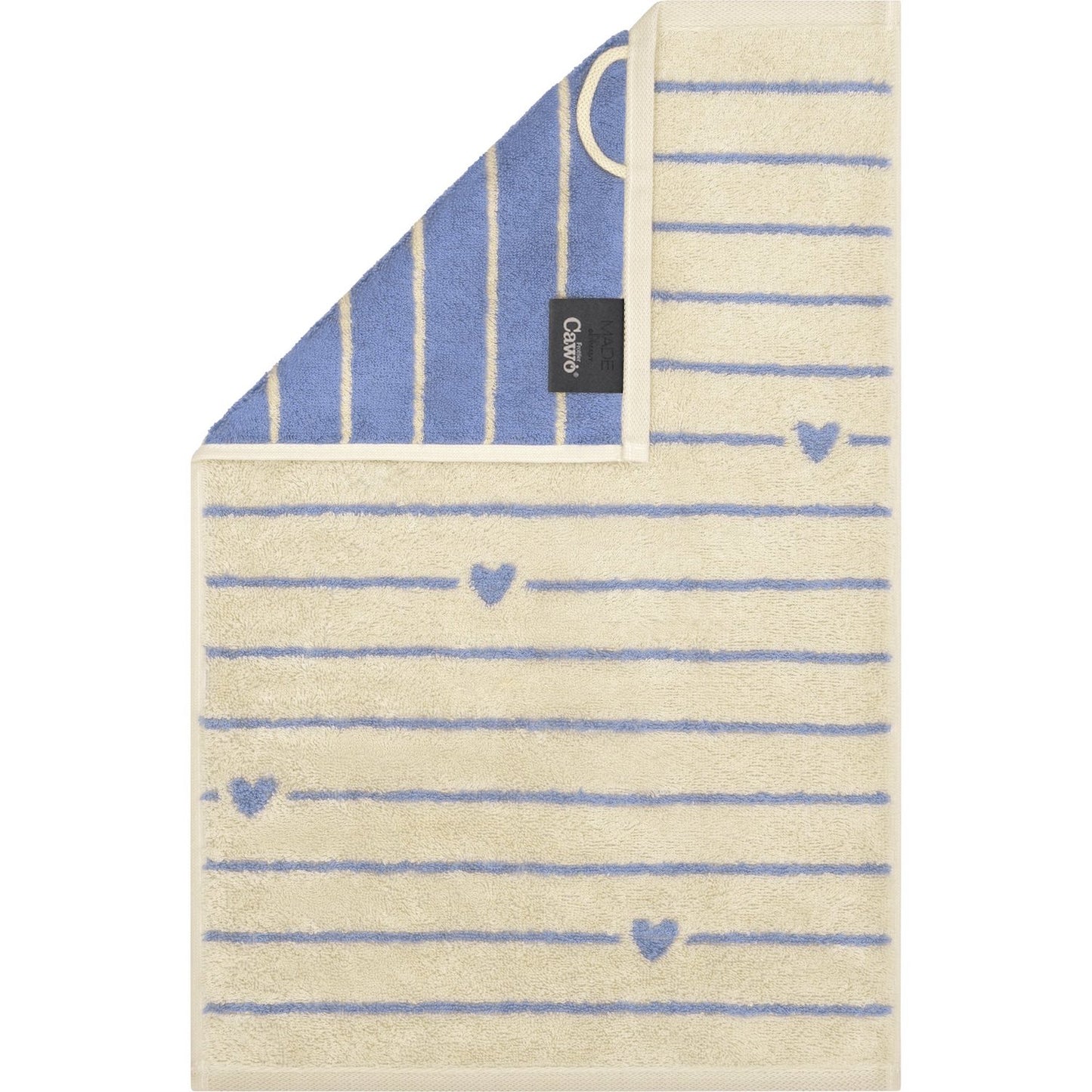 Cawö Gästetuch Heart Beats Lines & Hearts 6276 capri