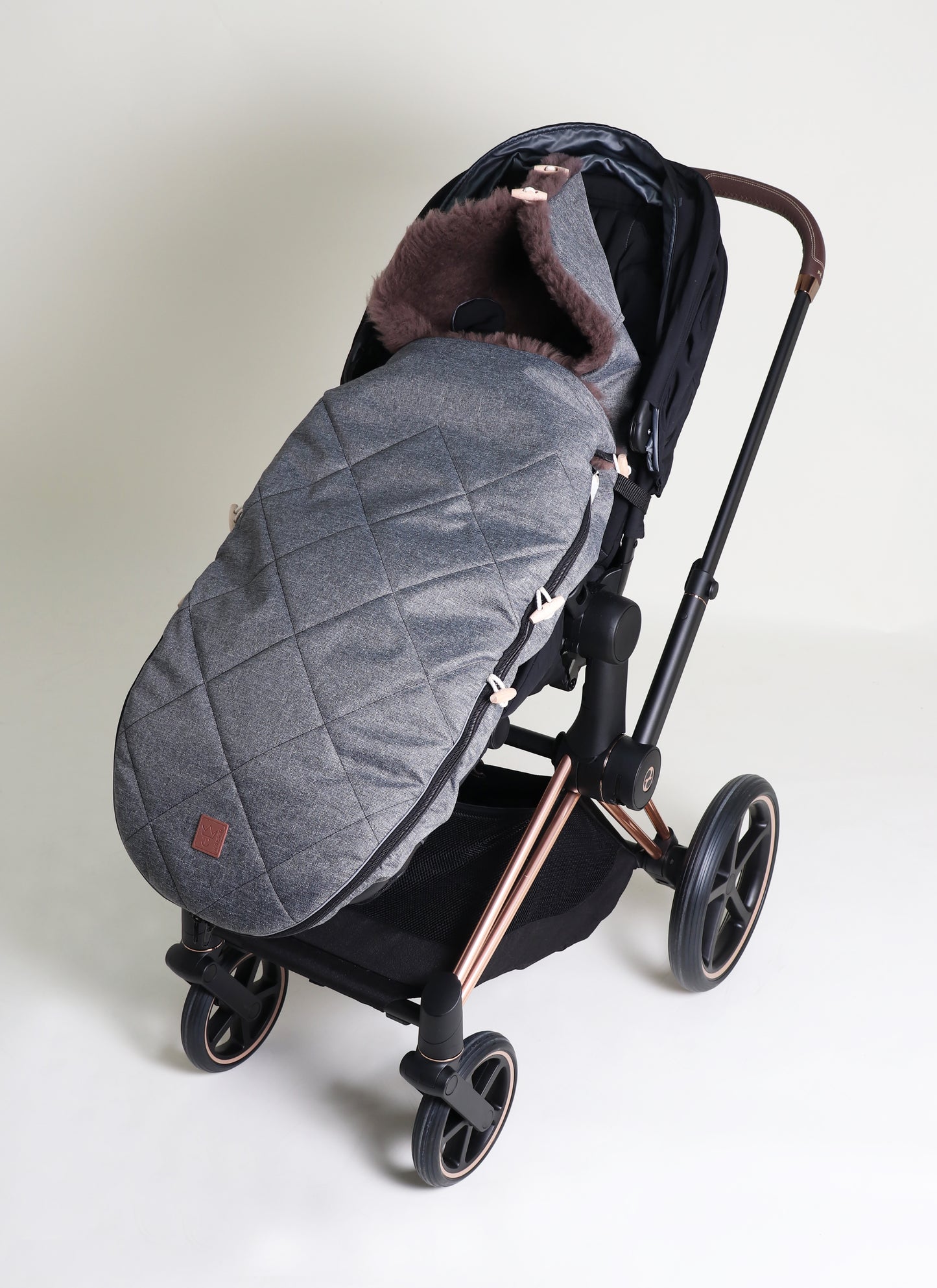 Kaiser Lammfell Fußsack Toffee anthracite melange