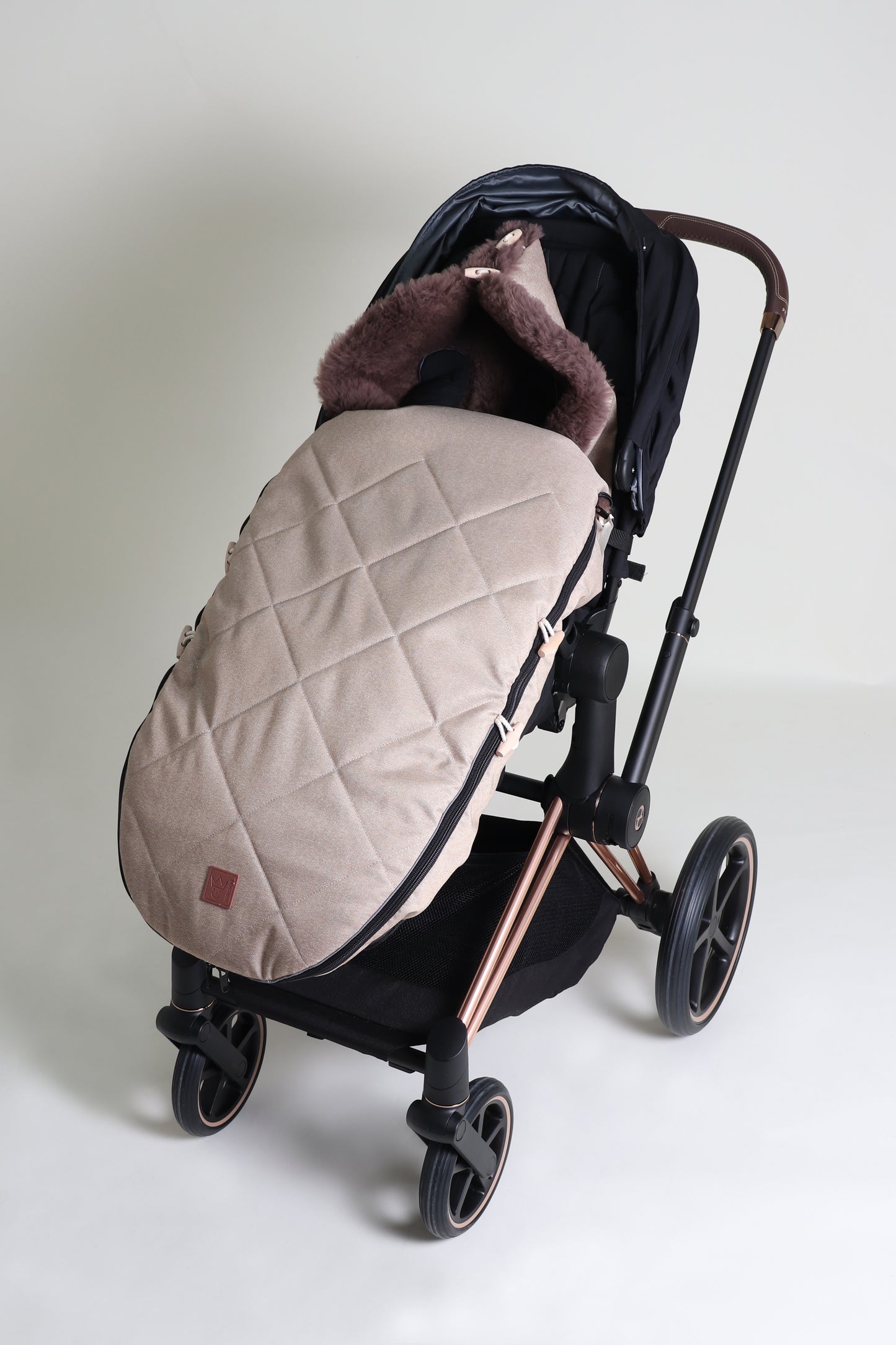 Kaiser Lammfell Fußsack Toffee sand melange