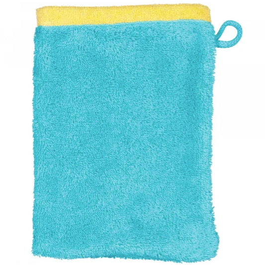 Cawö Waschhandschuh Splash Doubleface 7071 türkis-apricot