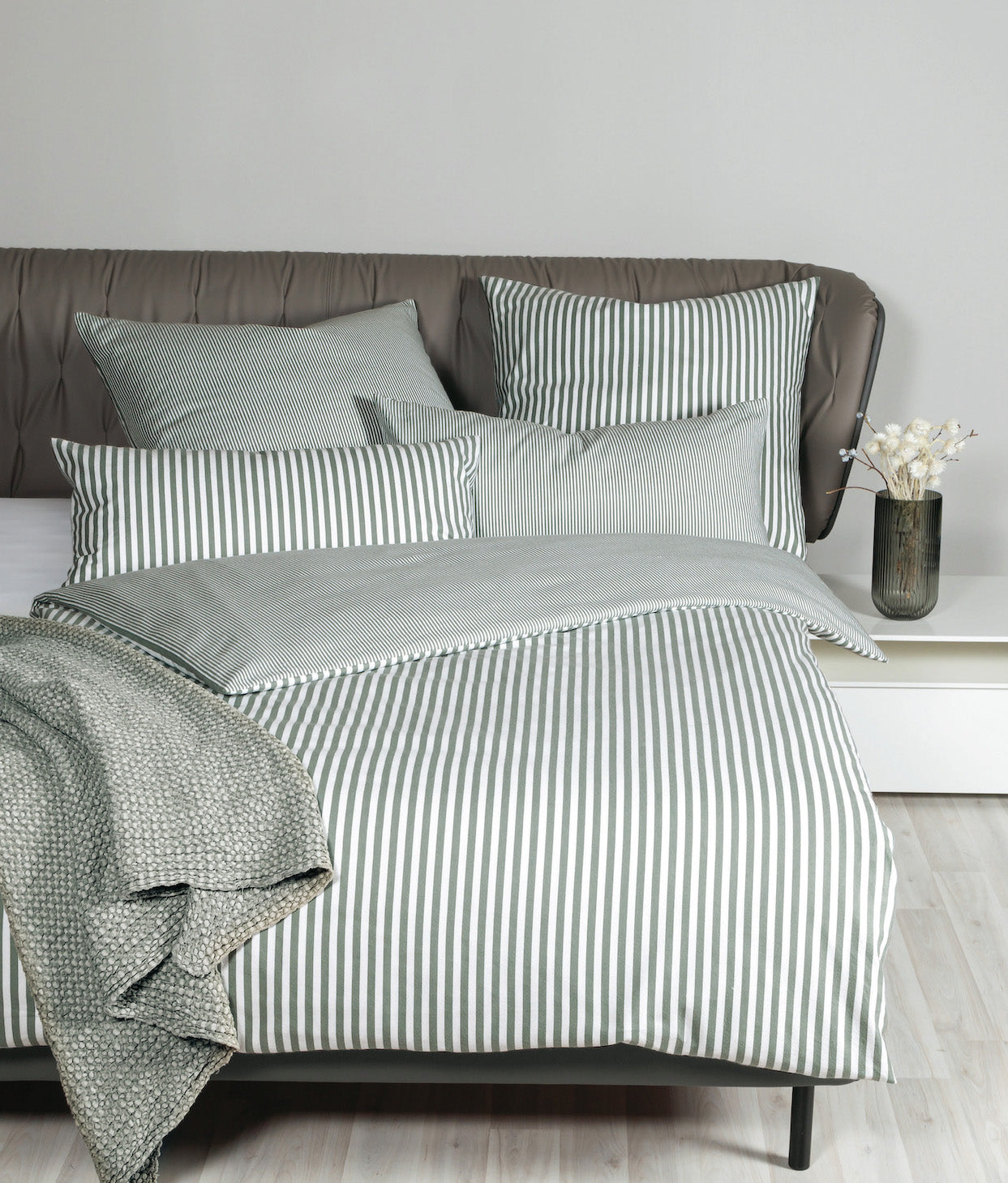 Janine Edelflanell Bettwäsche Chinchilla S 155x220 salbeigrün – Livingstudios