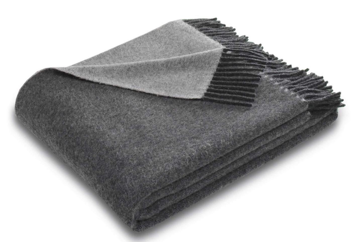 Biederlack Wollplaid Doubleface 130x170 anthracite-grey