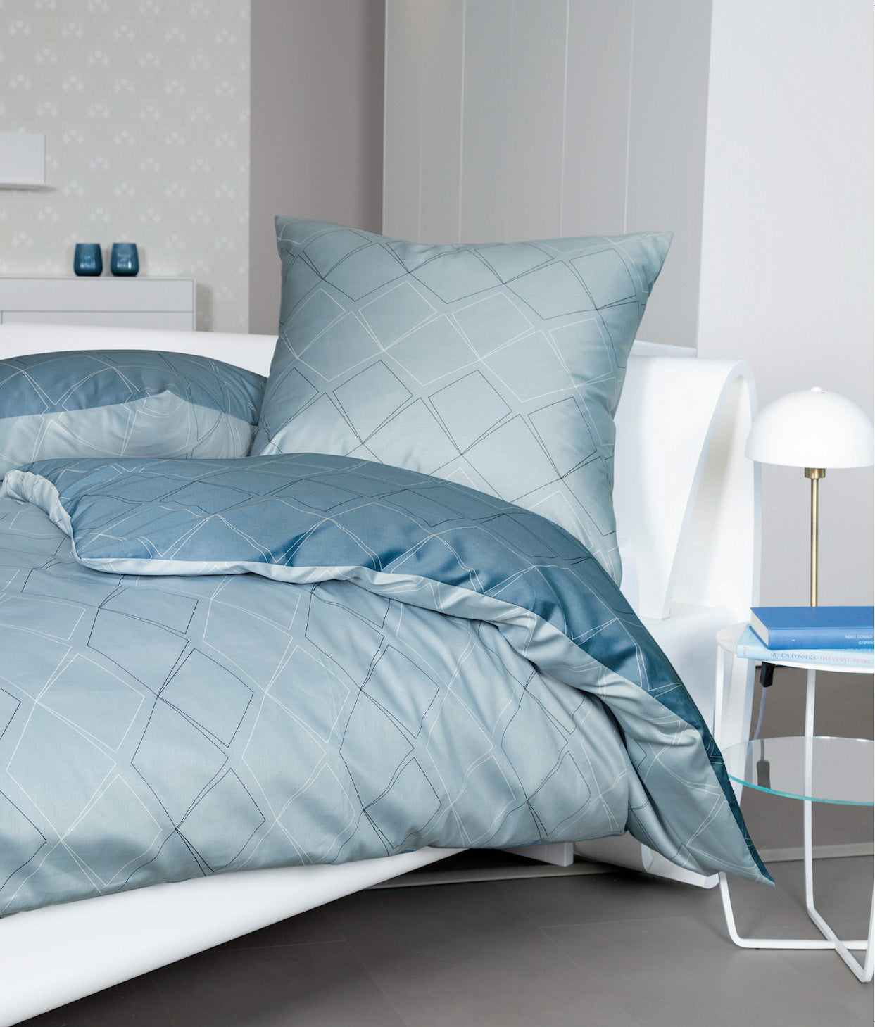 Janine Mako-Satin Bettwäsche J.D. 87053 155x220 steinblau denimblau