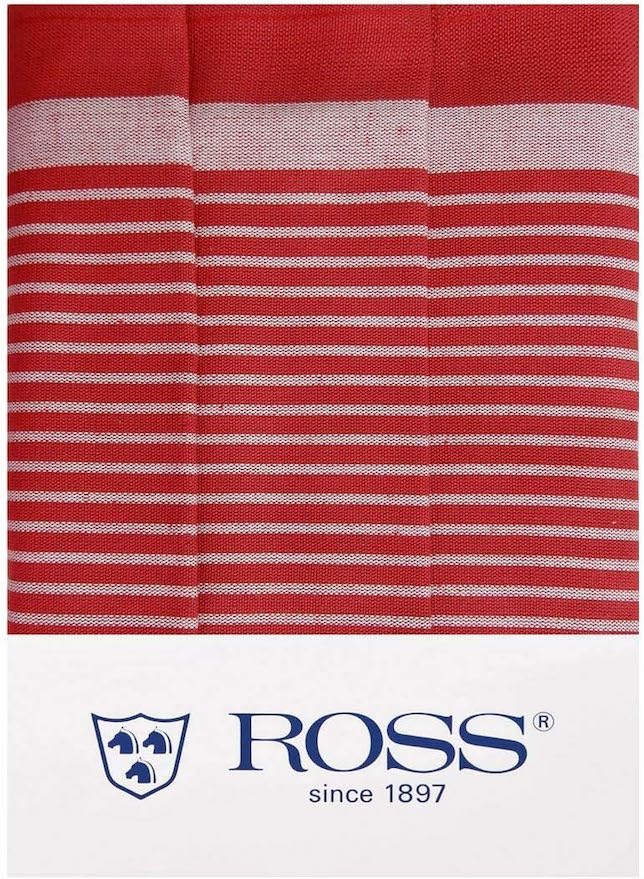 Ross 3er Pack Zwirn Halbleinen Geschirrtücher 914 Streifenfond rot