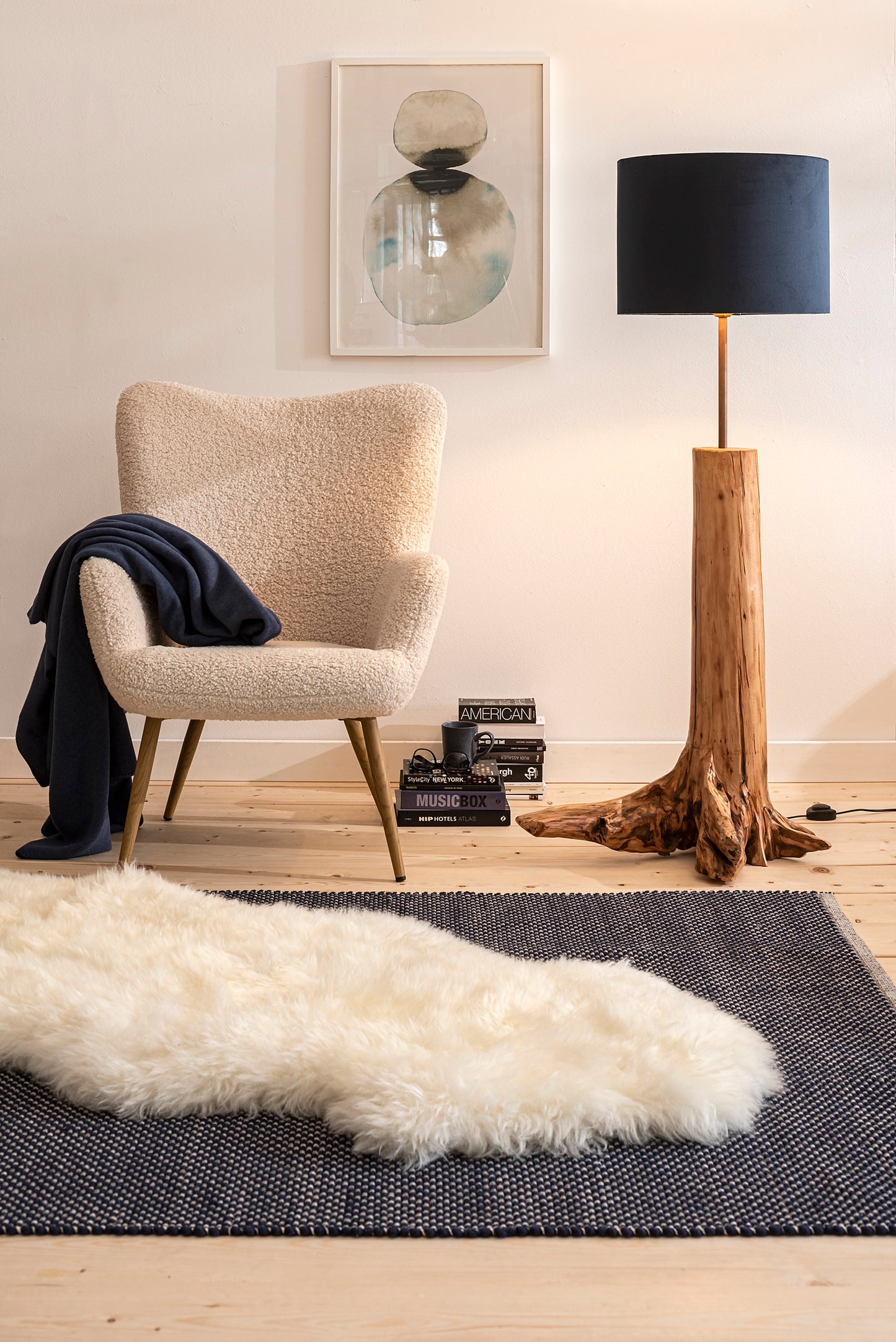 Kaiser Dekolammfell aus 1,5 Fellen 175x65cm natural white