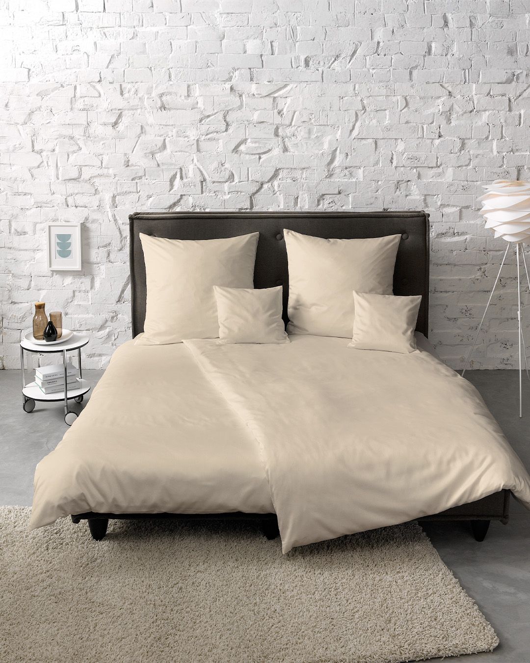 fleuresse Mako-Satin Bettwäsche Colours Uni 200x220 beige – Livingstudios