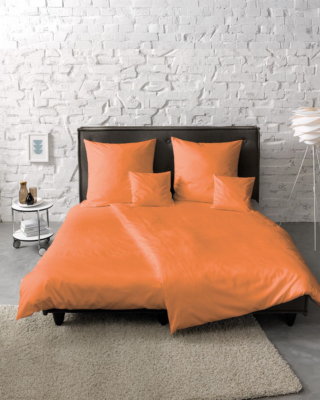 fleuresse Mako-Satin Bettwäsche Colours Uni 200x200 orange – Livingstudios