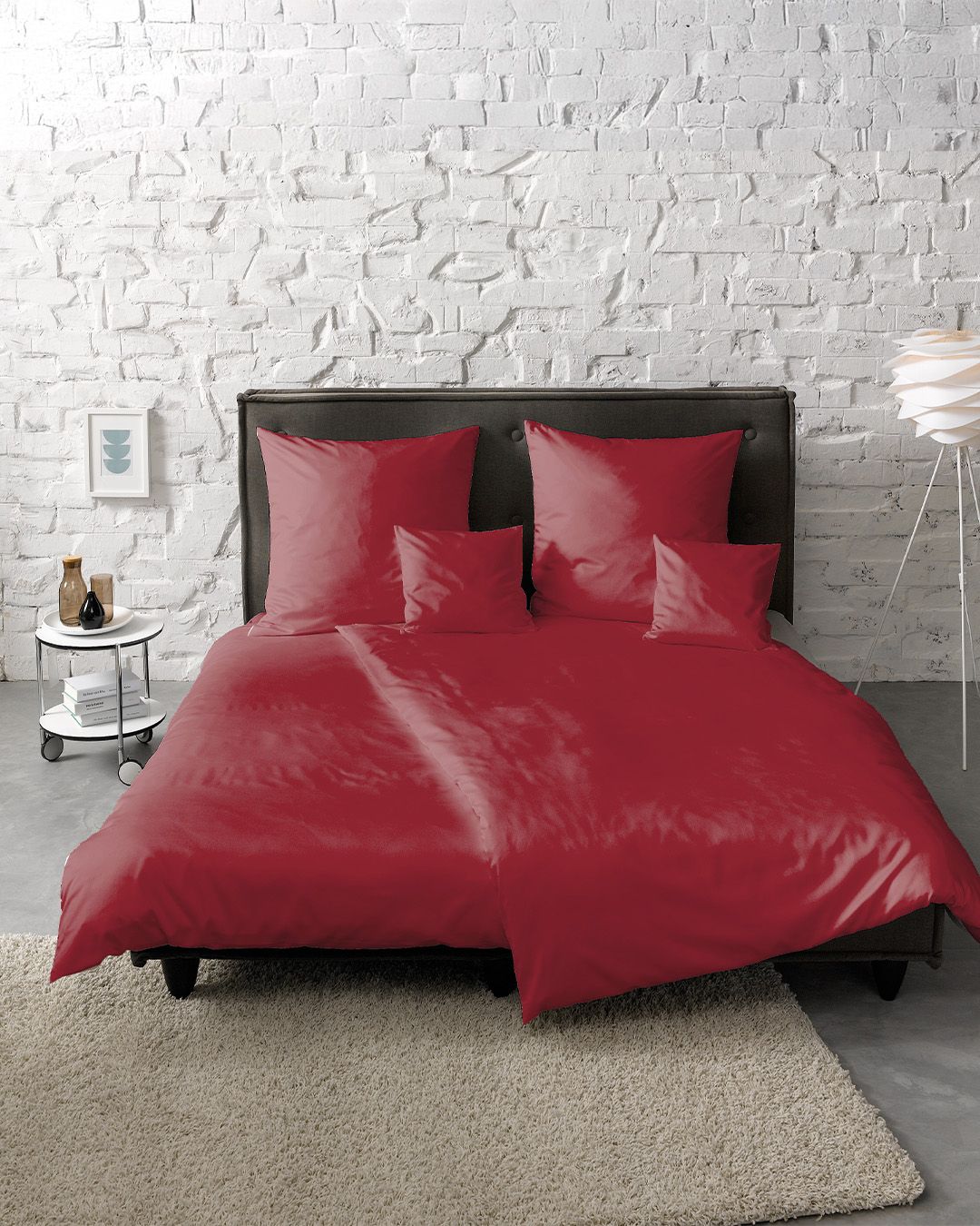 fleuresse Mako-Satin Bettwäsche Colours Uni 135x200 bordeaux
