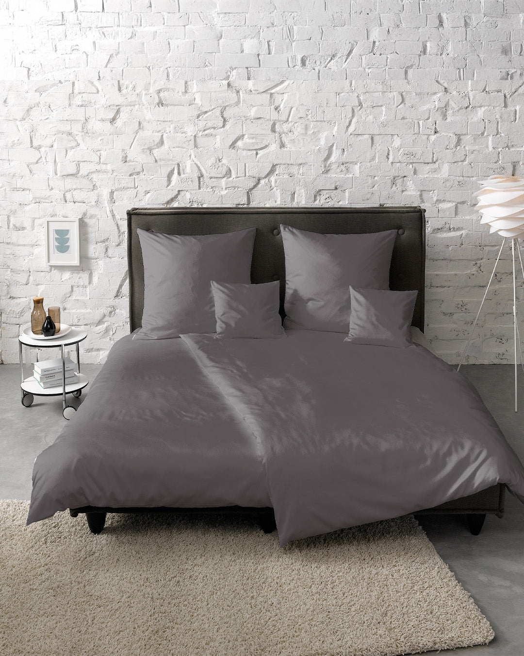 fleuresse Mako-Satin Bettwäsche Colours Uni 200x220 waldbeere – Livingstudios