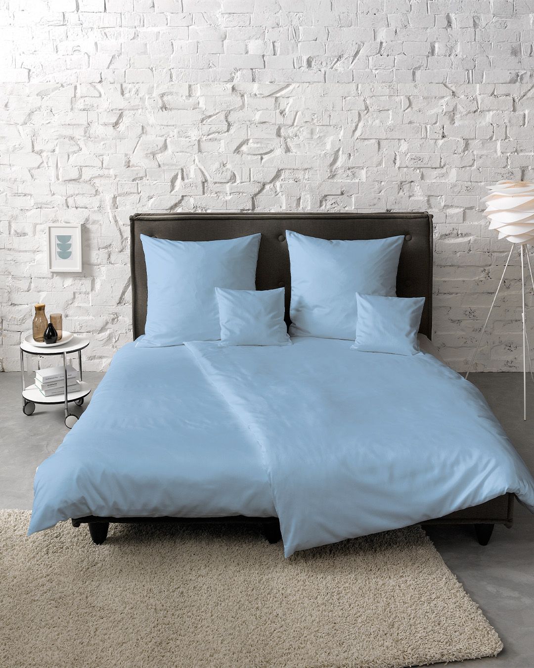 fleuresse Mako-Satin Bettwäsche Colours Uni 155x220 mittelblau