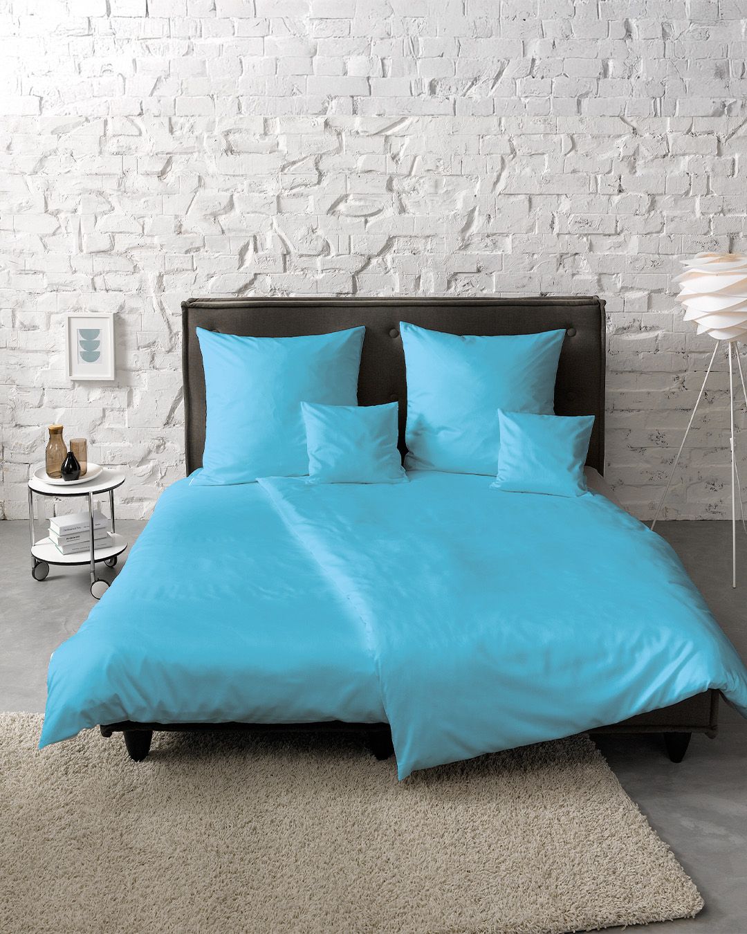 fleuresse Mako-Satin Bettwäsche Colours Uni 240x220 meeresblau