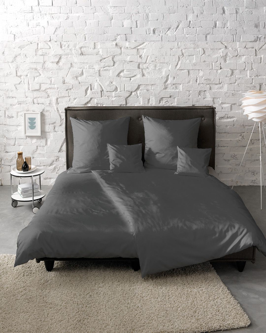 fleuresse Mako-Satin Bettwäsche Colours Uni 200x220 anthrazit