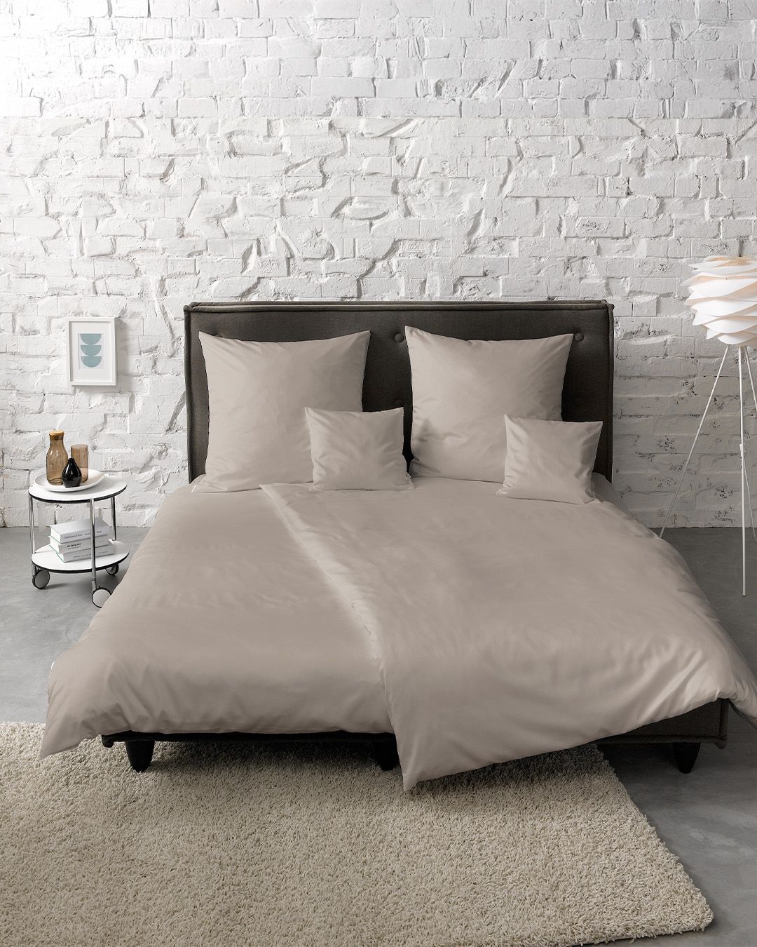 fleuresse Mako-Satin Bettwäsche Colours Uni 200x200 taupe – Livingstudios