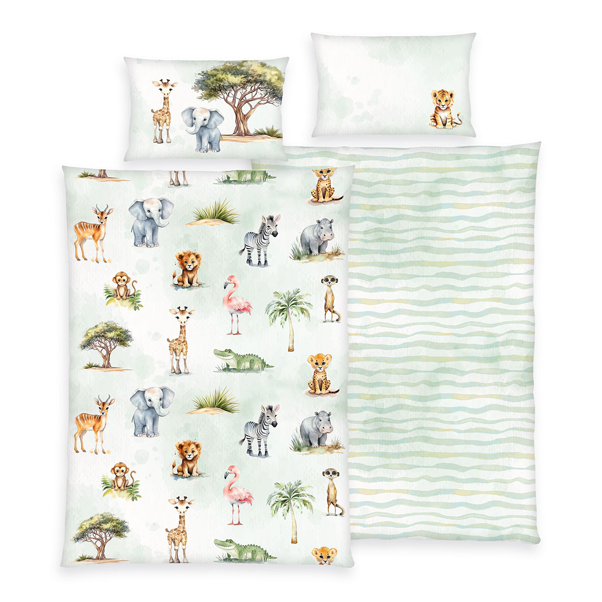Herding Flanell Bettwäsche Safari 100/135 cm bunt