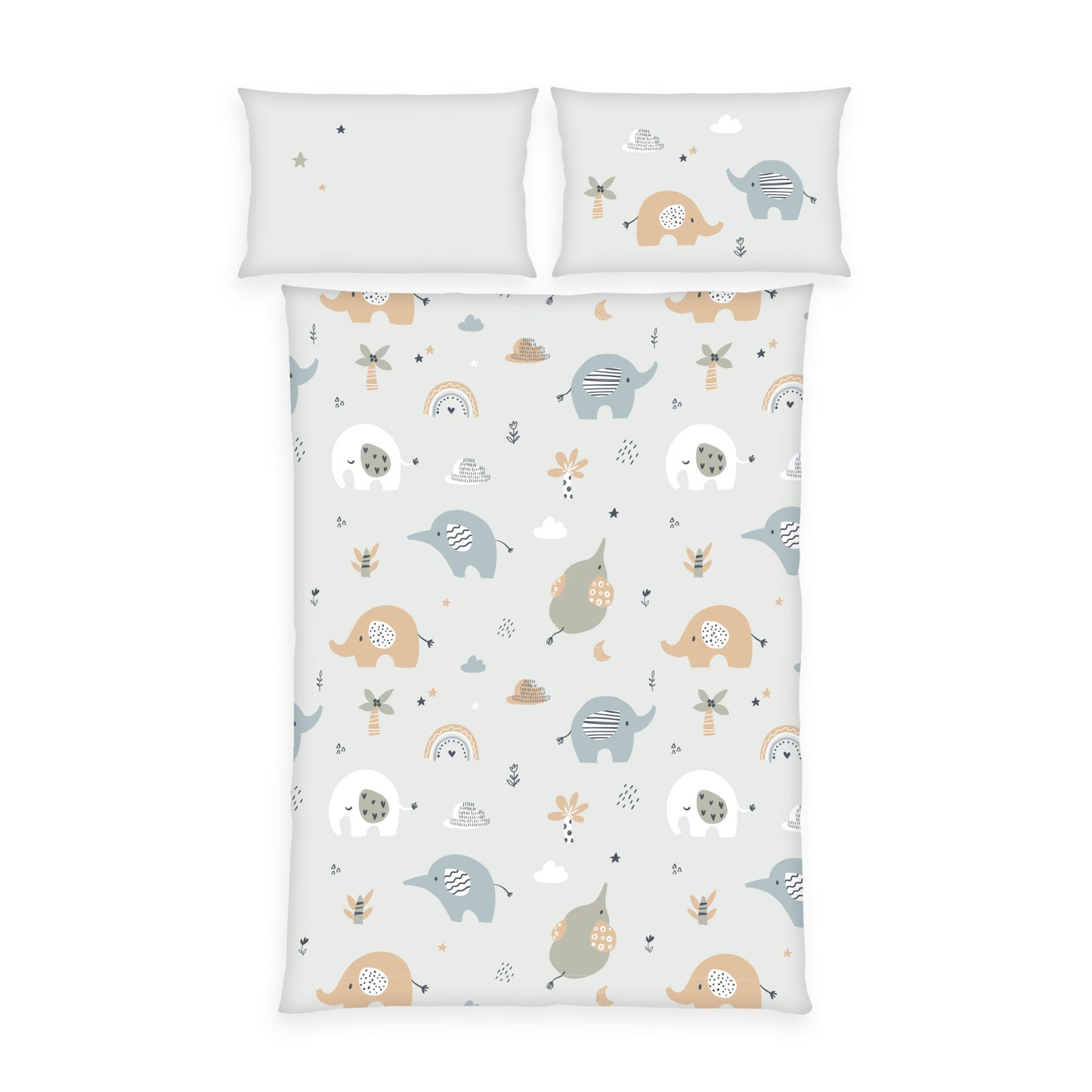 Herding Flanell Bettwäsche Elephants 100/135 cm bunt