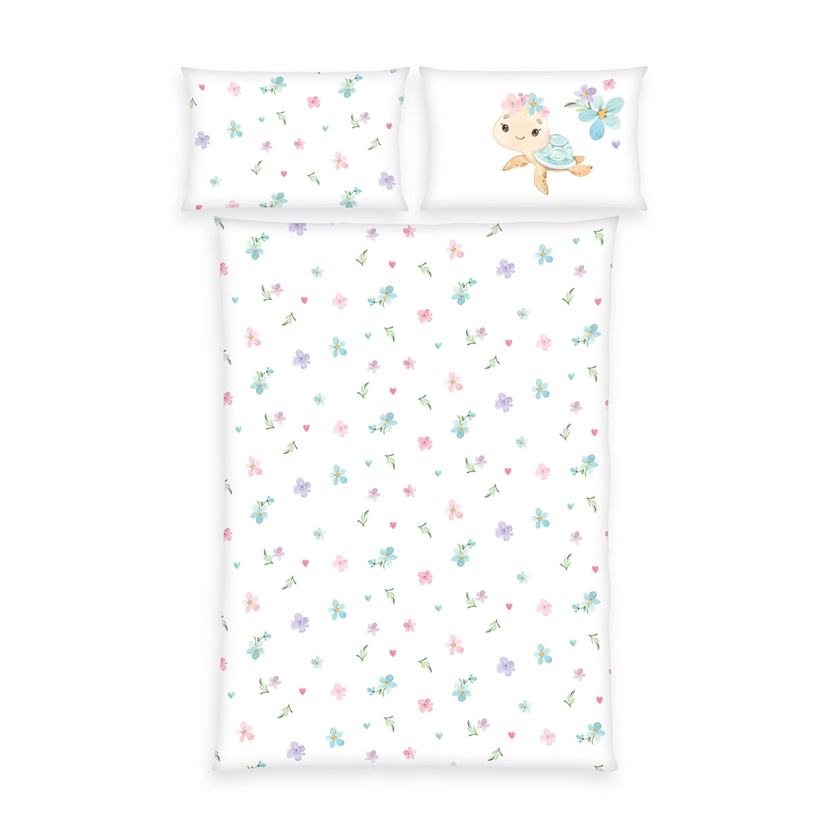 Herding Flanell Bettwäsche Little Turtle 100/135 cm bunt