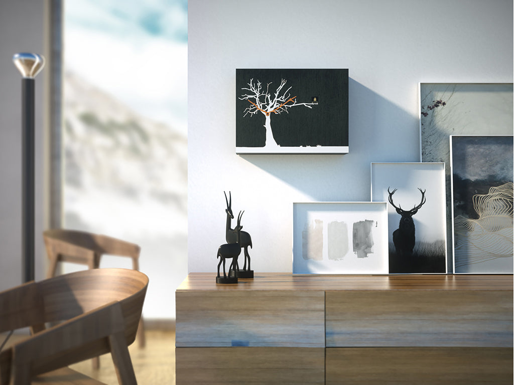 Progetti Wanduhr CùCùRùKù black wenge white tree