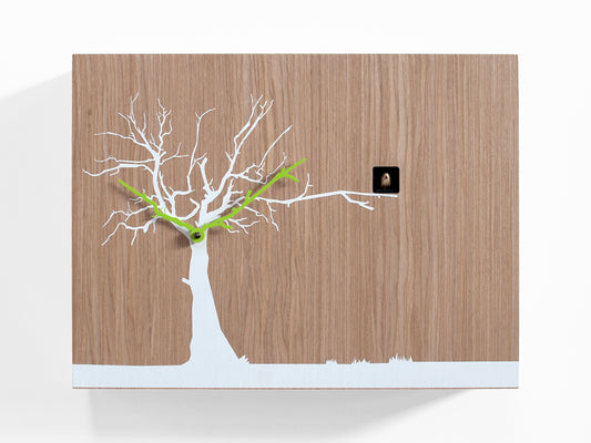 Progetti Wanduhr CùCùRùKù oak wood white tree