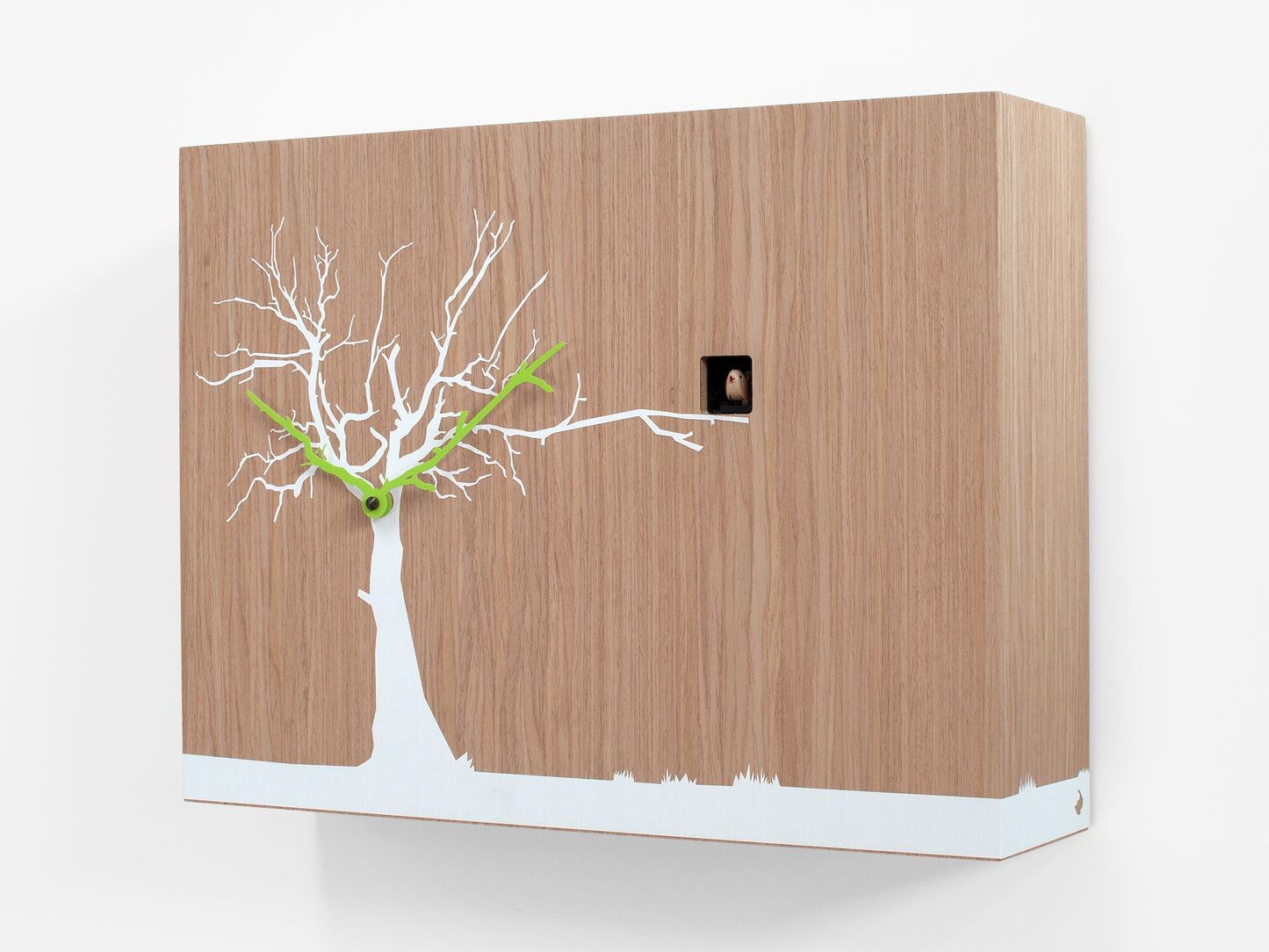 Progetti Wanduhr CùCùRùKù oak wood white tree