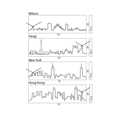 Progetti Wanduhr SkyLine Milano black