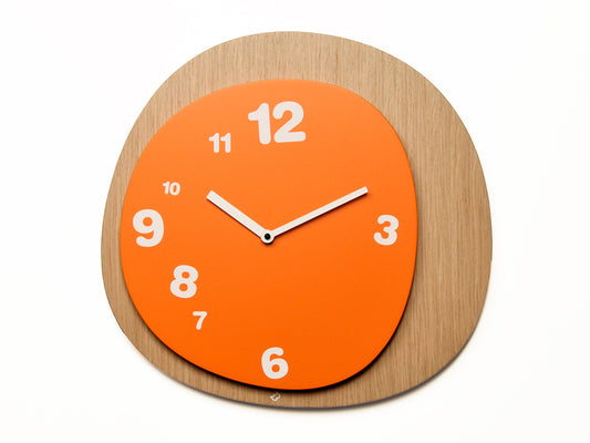 Progetti Wanduhr Woodie light wood/orange