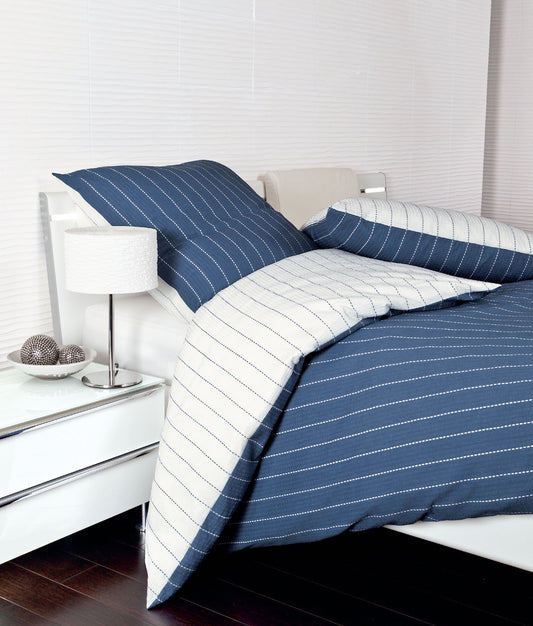 Janine Seersucker Bettwäsche 20020 Tango 200x200 denimblau