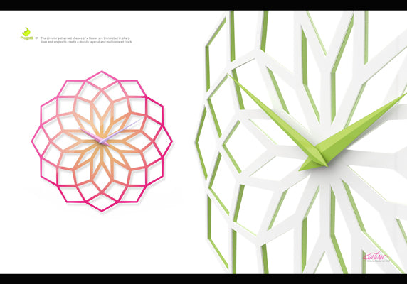 Progetti Wanduhr Skallop white and green