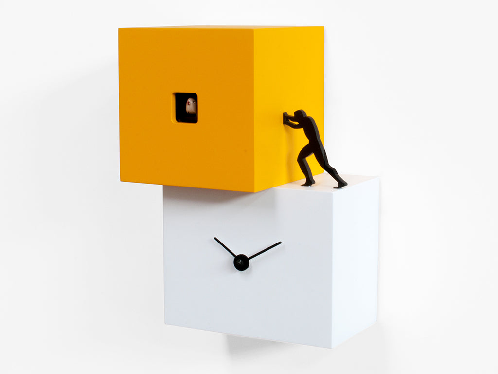 Progetti Wanduhr Strong cucù 1  white/yellow