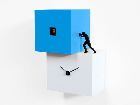 Progetti Wanduhr Strong cucù 1 white/light blue